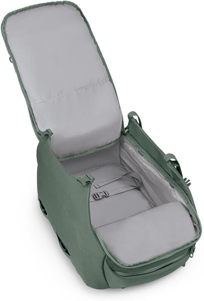 imageOsprey Sojourn Porter 46L Travel Backpack CarryOn Compliant Luggage with StraightJacket Compression and Padded Laptop Sleeve Durable Pack for International or Urban Travel Brindle BrownKoseret Green