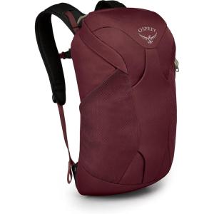 Osprey Farpoint Fairview Travel Daypack for Men and Women, Black(Zircon Red)