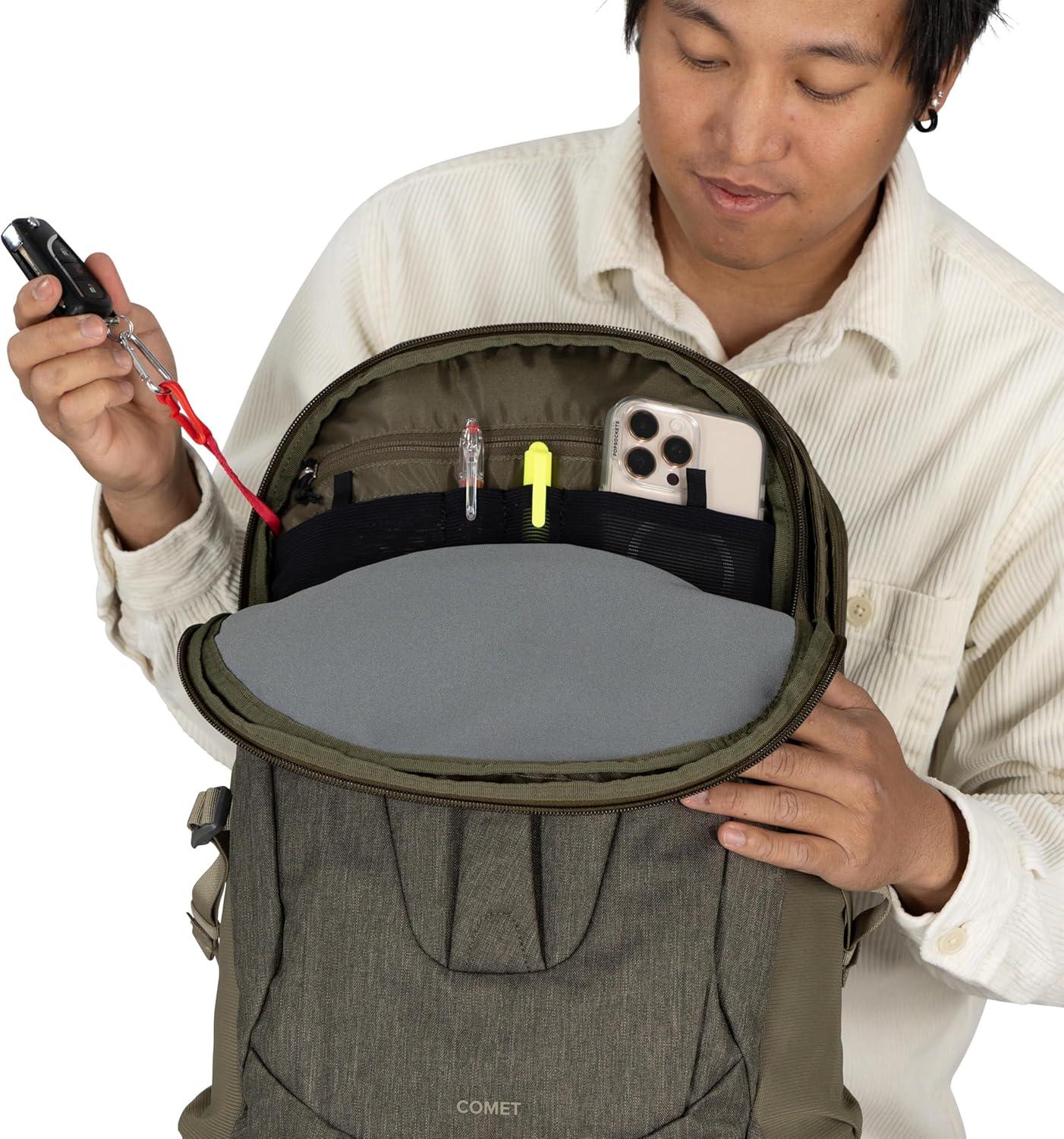 imageOsprey Comet Laptop Backpack Dual Compartment Commuter Bag for Laptop amp Everyday Essentials Moss GreenEarl Grey HeatherMoss Greenearl Grey Heather