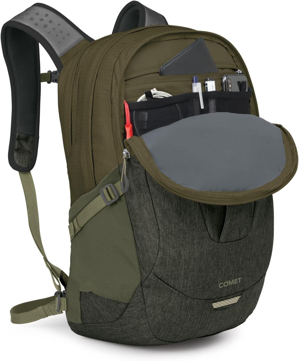 imageOsprey Comet Laptop Backpack Dual Compartment Commuter Bag for Laptop amp Everyday Essentials Moss GreenEarl Grey HeatherMoss Greenearl Grey Heather