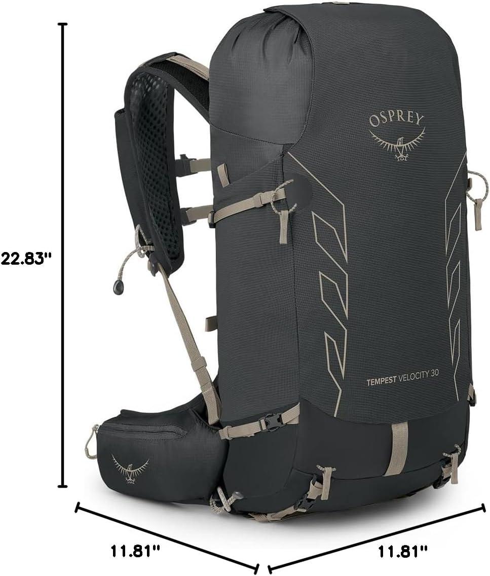 imageOsprey Tempest Velocity 30L Womens Hiking Backpack Running Biking MultiSport Pack Sevres Blue MediumLargeDark CharcoalChiru Tan