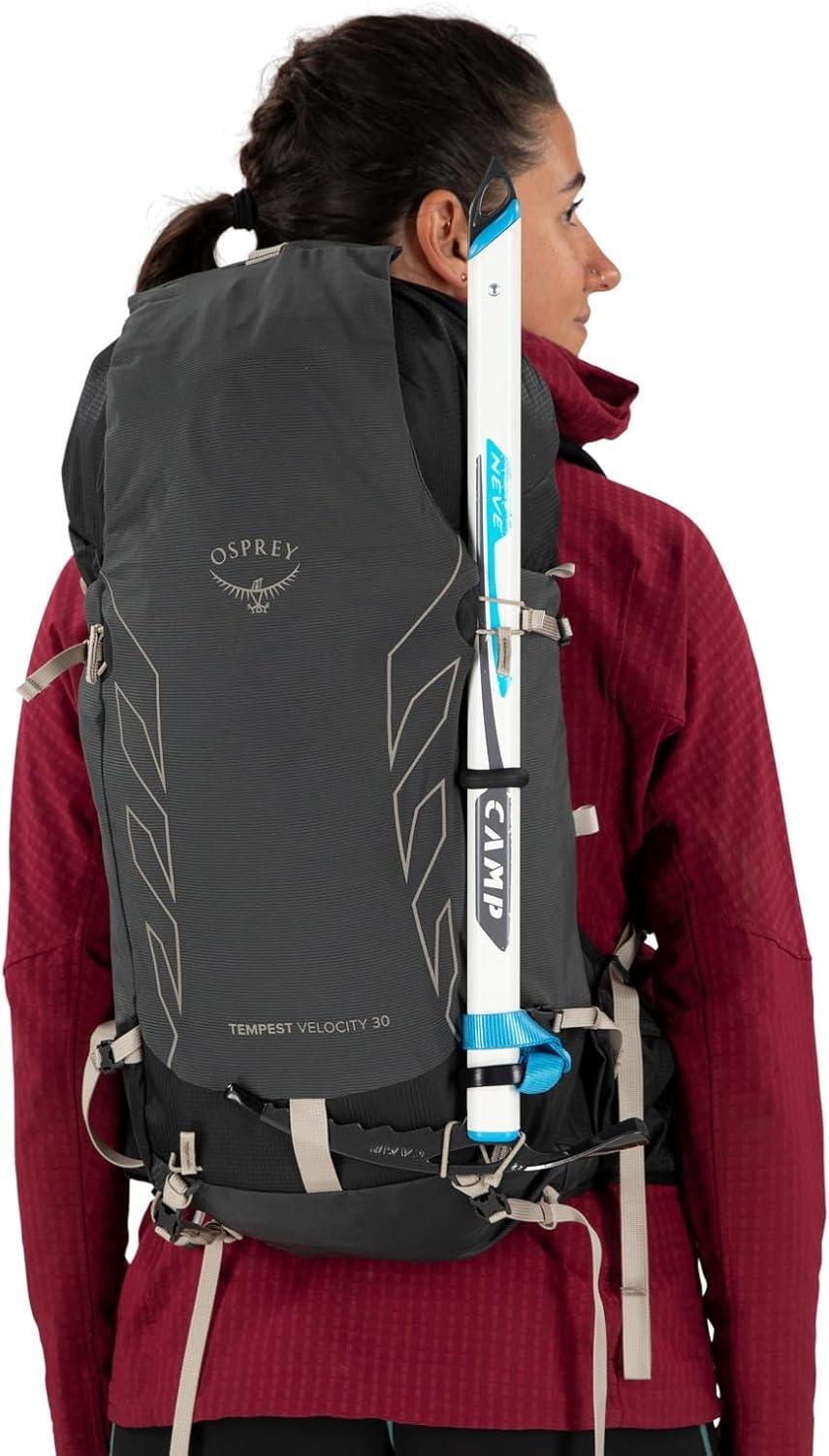 imageOsprey Tempest Velocity 30L Womens Hiking Backpack Running Biking MultiSport Pack Sevres Blue MediumLargeDark CharcoalChiru Tan