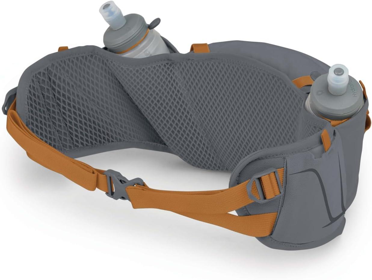 imageOsprey Duro Dyna Hydration Waist Pack with Hydraulics Soft Flasks for RunningPhantom GreyToffee Orange