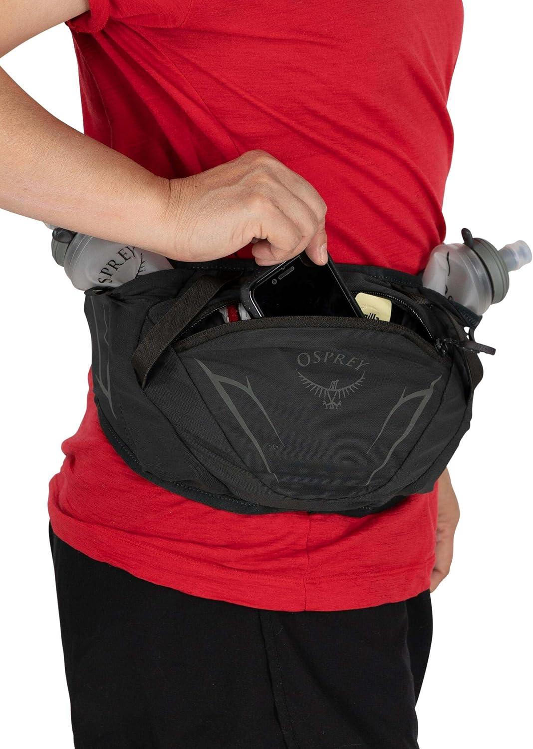 imageOsprey Duro Dyna Hydration Waist Pack with Hydraulics Soft Flasks for RunningPhantom GreyToffee Orange