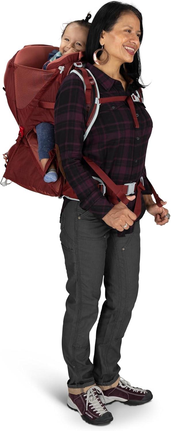 imageOsprey Poco LT Lightweight Child Carrier Backpack Compact TravelReady Kid Carrier with Sunshade and Adjustable Fit Lightweight Comfortable Hiking Carrier for ToddlersRed Mountain