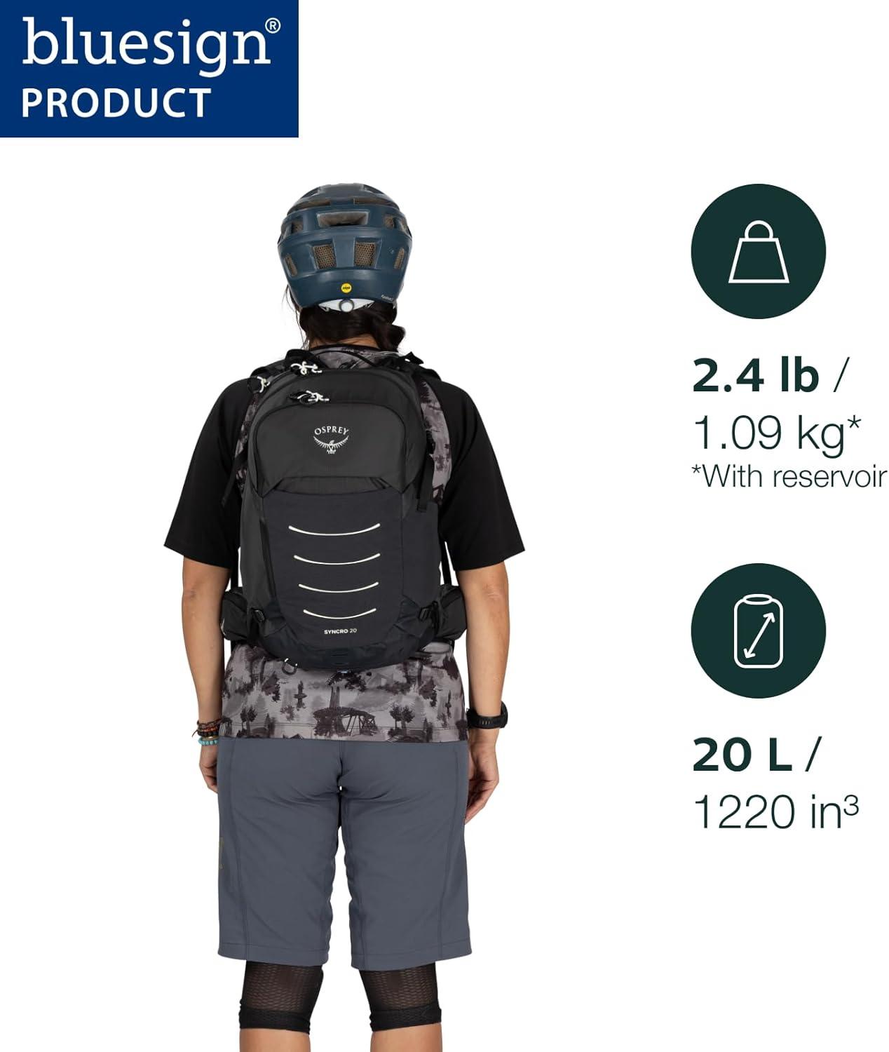 imageOsprey Syncro Mens Hiking Backpack with Hydraulics Reservoir Lightweight Mountain Biking Hydration PackCascade Blue