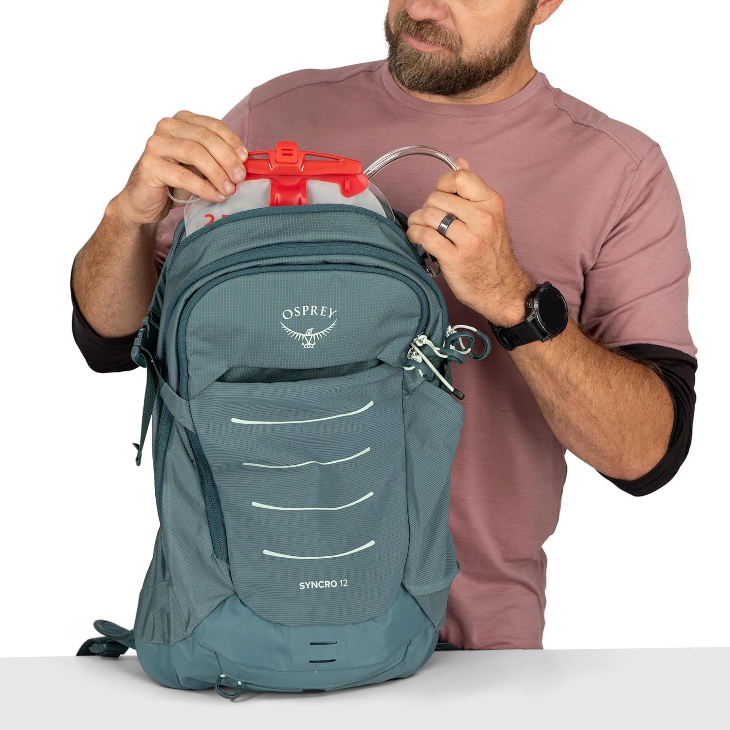 imageOsprey Syncro Mens Hiking Backpack with Hydraulics Reservoir Lightweight Mountain Biking Hydration PackRaven Black