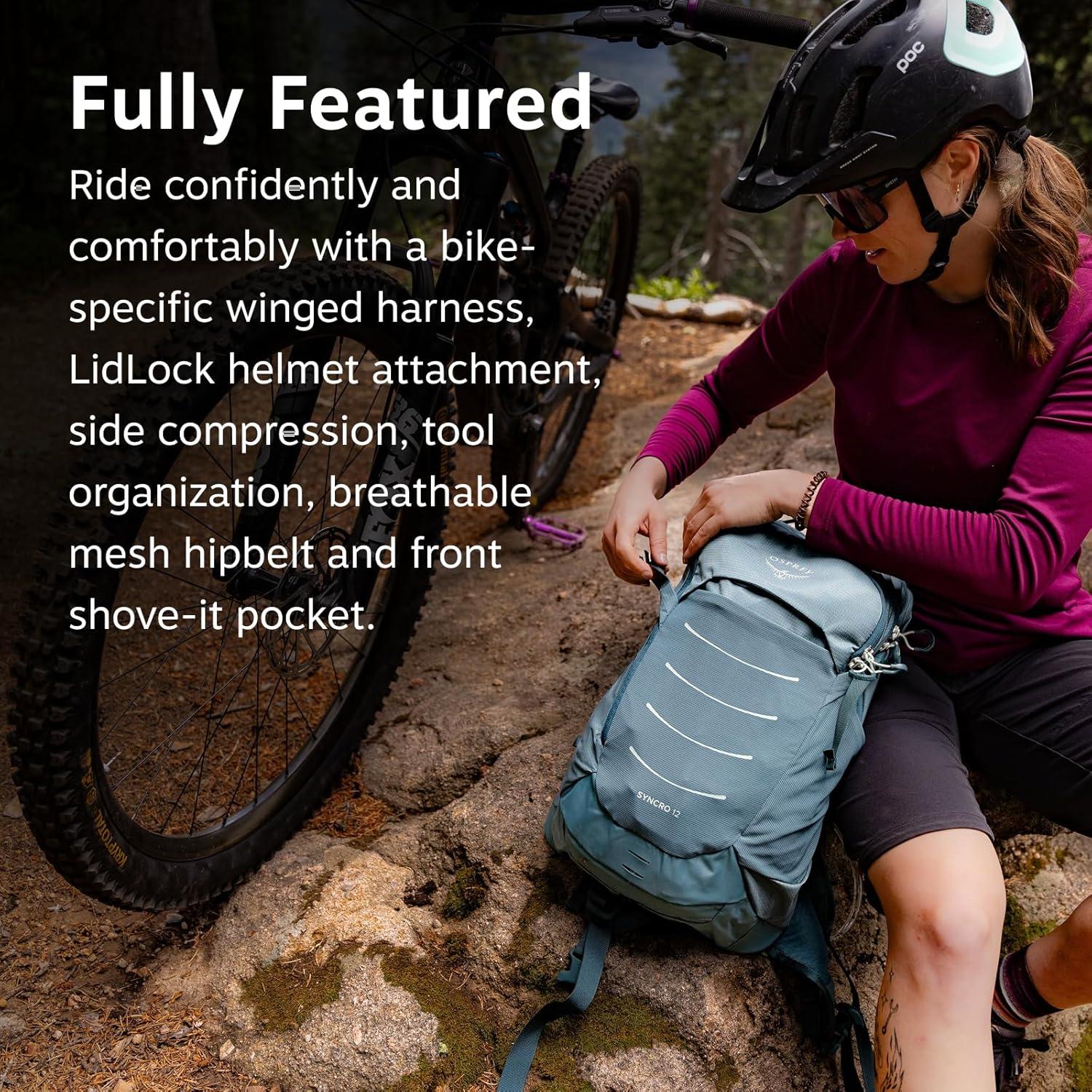 imageOsprey Syncro Mens Hiking Backpack with Hydraulics Reservoir Lightweight Mountain Biking Hydration PackRaven Black